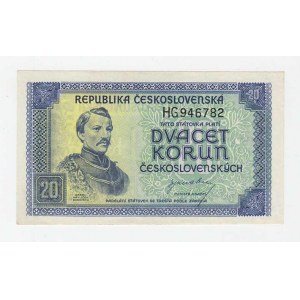 Československo - státovky londýnské emise, 20 Koruna (1945), série HG, BHK.72, He.77a neperf.