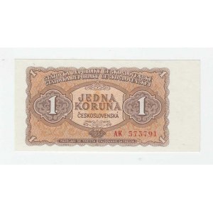 Československo - bankovky a státovky 1953, 1 Koruna 1953, sér.AK (Moskva), BHK.86aA, He.98a1.s1,