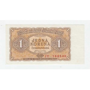 Československo - bankovky a státovky 1953, 1 Koruna 1953, série FV (Praha), BHK.86bA, He.98b,