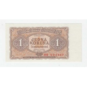 Československo - bankovky a státovky 1953, 1 Koruna 1953, sér. HR (Praha), BHK.86bB, He.98b.s1,