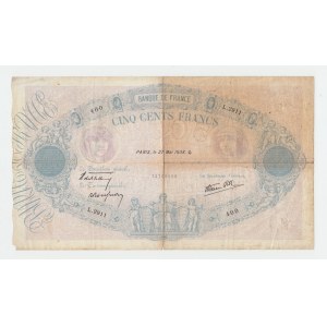 Francie, 500 Frank 27.5.1938, Pick.88c, nep.natrž., čtvrtina