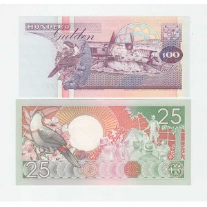 Surinam, 25 Gulden 1988, 100 Gulden 1998, Pick.132b,139b 2ks