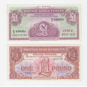 Velká Británie - vojenské poukázky, 1 Pound - 3.série (1956), 1 Pound - 4.série (1962)