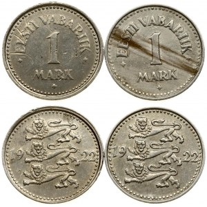 Estonia 1 Mark 1922 Averse: Three leopards left divide date. Reverse: Denomination. Edge Description: Milled. Copper...