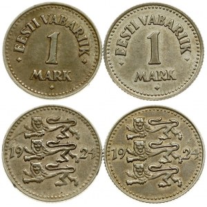 Estonia 1 Mark 1924 Averse: Three leopards left divide date. Reverse: Denomination. Edge Description: Milled. Nickel...