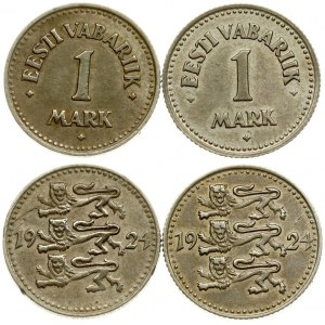 Estonia 1 Mark 1924 Averse: Three leopards left divide date. Reverse: Denomination. Edge Description: Milled. Nickel...