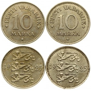 Estonia 10 Marka 1925 Averse: Three leopards left divide date. Reverse: Denomination. Edge Description: Milled. Nickel...