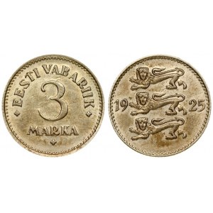 Estonia 3 Marka 1925. Averse: Three leopards left divide date. everse: Denomination. Nickel-Bronze...