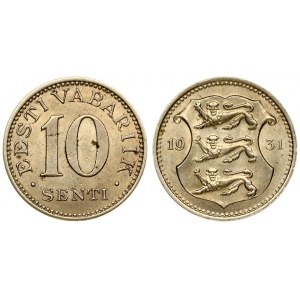 Estonia 10 Senti 1931 Averse: National arms divide date. Reverse: Denomination. Edge Description: Plain. Nickel-Bronze...