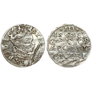 Latvia 3 Groszy 1583 Riga. Stefan Batory (1576–1586). Averse: Crowned bust right. Reverse...