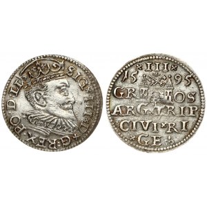 Latvia 3 Groszy 1595 Riga Sigismund III Vasa(1587-1632). Averse: Crowned bust right. Reverse...