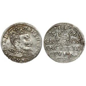 Latvia 3 Groszy 1596 Riga. Sigismund III Vasa(1587-1632). Averse: Crowned bust right. Reverse...