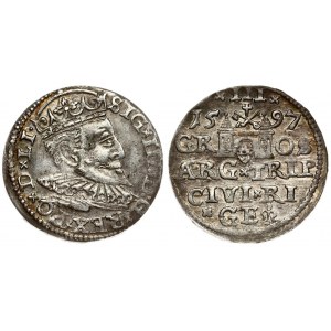 Latvia 3 Groszy 1597 Riga. Sigismund III Vasa(1587-1632). Averse: Crowned bust right. Reverse...