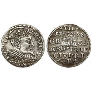 Latvia 3 Groszy 1598 Riga. Sigismund III Vasa(1587-1632). Averse: Crowned bust right. Reverse...