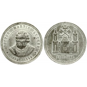 Latvia Medal (1883) 400th birthday of Martin Luther. Averse: Half-length portrait of Doctor Martin Luther 1483-1546. G...