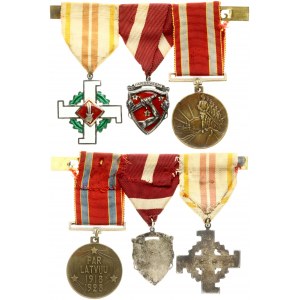 Latvia Medal & Cross (1923-1928) 3 Awards on ribbon Indepence 1928; Liberation war 1923; Home Guard cross. Bronze...
