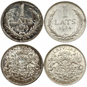 Latvia 1 Lats 1924. Averse: Arms with supporters. Reverse: Value and date within wreath. Edge Description: Milled...