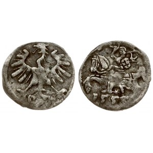 Lithuania 1 Denar 1555 Vilnius. Sigismund II Augustus(1547-1572) Averse: King on charging horse. Reverse: Eagle. Silver...