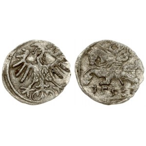 Lithuania 1 Denar 1556 Vilnius. Sigismund II Augustus(1547-1572) Averse: King on charging horse. Reverse: Eagle. Silver...