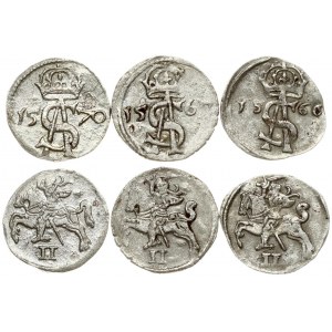 Lithuania 2 Denar (1566-1570) Vilnius. Sigismund II Augustus (1545-1572) Averse: Zygmunt II August (Sigismund) monogram...