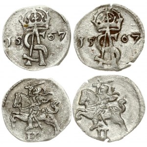 Lithuania 2 Denar 1567 Vilnius. Sigismund II Augustus(1547-1572) Averse: King on charging horse. Reverse: Crowned A...