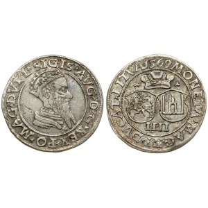 Lithuania 4 Groszy 1569 Vilnius. Averse: Crowned bust of Sigismund August of Poland to the right. Lettering: .SIGIS.AVG...