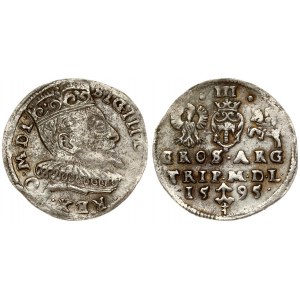 Lithuania 3 Groszy 1595 Vilnius. Sigismund III Vasa (1587-1632) Averse: Crowned bust right. Reverse: Value...
