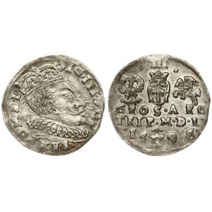 Lithuania 3 Groszy 1596 Vilnius. Sigismund III Vasa (1587-1632) Averse: Crowned bust right. Reverse: Value...