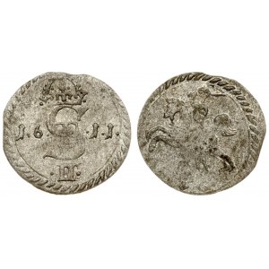Lithuania 2 Denar 1611 Vilnius. Sigismund III Vasa (1587-1632). Averse: Crowned S monogram divides date; value below...