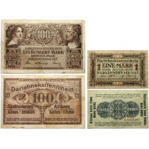 Lithuania Germany 1 & 100 Mark 1918 Kaunas Banknote. Kowno Occupation 4/4/1918 1 & 100 Mark. № A.0455497...