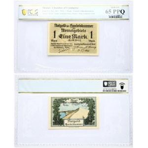 Lithuania MEMEL 1 Mark 1922 Banknote. French Administration Chamber of Commerce. Pick # 2. Ros. 847  1 Mark S/N 402043...