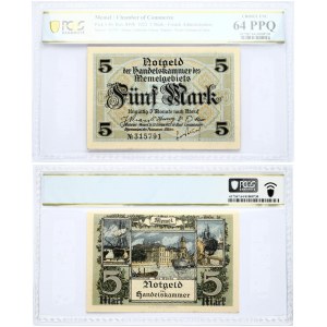 Lithuania MEMEL 5 Mark 1922 Banknote. French Administration Chamber of Commerce. Pick # 4b. Ros. 849b  5 Mark S...