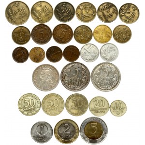 Lithuania 1-50 Centų & 1-5 Litai (1925-2000). Averse: National arms. Reverse: Value. Silver. Bronze. Copper-Nickel...