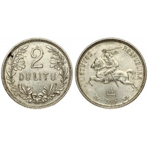 Lithuania 2 Litų 1925 Averse: National arms. Reverse: Denomination within wreath. Edge Description: Milled . Silver...