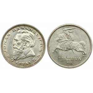 Lithuania 5 Litai 1936 Averse: National arms. Reverse: Dr. Jonas Basanavicius left. Edge Lettering...