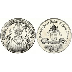 Lithuania Medal John Paul II visited Lithuania in 1993. Copper Nickeled. Weight approx: 76.03 g. Diameter: 53 mm...