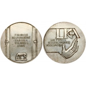 Lithuania Medal Lithuanian Collectors Association the first republican exhibition 1995 Vilnius. Copper Silvered...