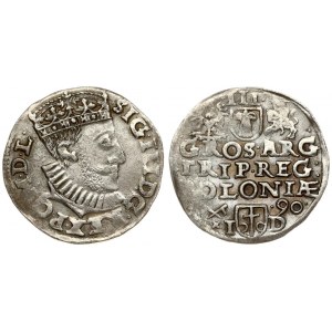 Poland 3 Groszy 1590 Poznan. Sigismund III Vasa (1587-1632). Crown coins. Averse: Crowned bust right. Reverse: Value...