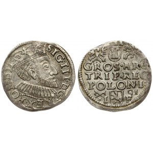 Poland 3 Groszy 1591 Poznan. Sigismund III Vasa (1587-1632). Crown coins. Averse: Crowned bust right. Reverse: Value...