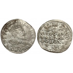 Poland 3 Groszy 1595 Wschow. Sigismund III Vaza(1587–1632). Averse: Crowned bust. Reverse...