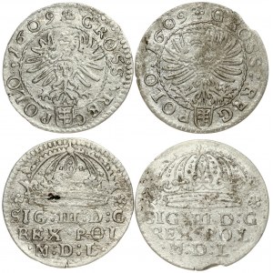 Poland 1 Grosz 1609. Sigismund III Vaza(1587–1632). Averse: Large crown above legend. Reverse...