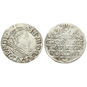 Poland 3 Groszy 1621 Krakow. Sigismund III Vaza(1587–1632). Averse: Crowned bust right. Reverse...