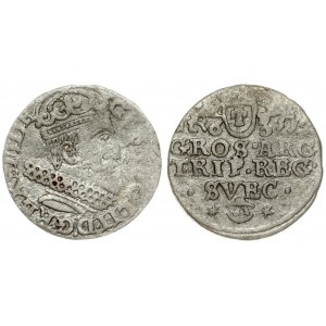 Poland 3 Groszy 1632 Elbing. Gustavus Adolphus(1611–1632). Averse: Crowned bust right. Reverse...