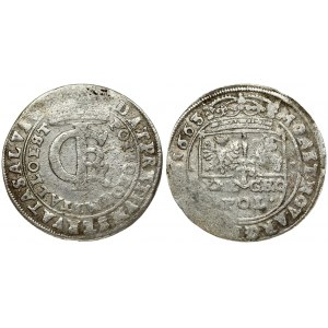 Poland 1 Gulden (Tymf) 1663 AT Bydgoszcz. John II Casimir Vasa (1649–1668). Averse: Crowned monogram. Reverse...