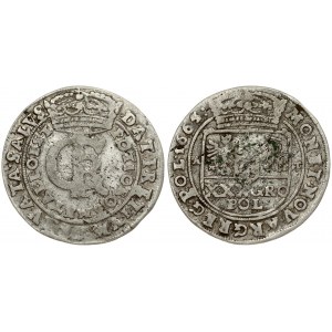 Poland 1 Gulden (Tymf) 1665 AT Bydgoszcz. John II Casimir Vasa (1649–1668). Averse: Crowned monogram. Reverse...