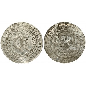 Poland 1 Gulden (Tymf) 1666 AT Bydgoszcz. John II Casimir Vasa (1649–1668). Averse: Crowned monogram. Reverse...