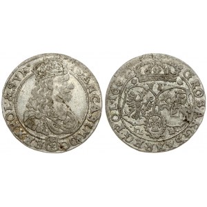 Poland 6 Groszy 1667 TLB. John II Casimir Vasa (1649–1668). Averse: Large crowned bust right in linear circle. Reverse...