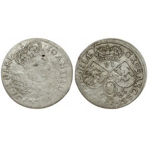 Poland 6 Groszy 1685 B Krakow. John III Sobieski(1674-1696). Averse: Laureate armored bust right TLB. Reverse...