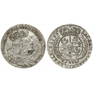 Poland 6 Groszy 1755 EC August III(1733-1763). Averse: Crowned bust right. Reverse: Crowned; round 4...