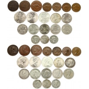 Australia 1/2-1 Penny & 50 Cents & 1 Florin (1912-1970). Averse: Head left. Reverse: Arms. Silver. ...